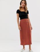 New Look Skirt With Asymmetric Hem In Rust - Red
