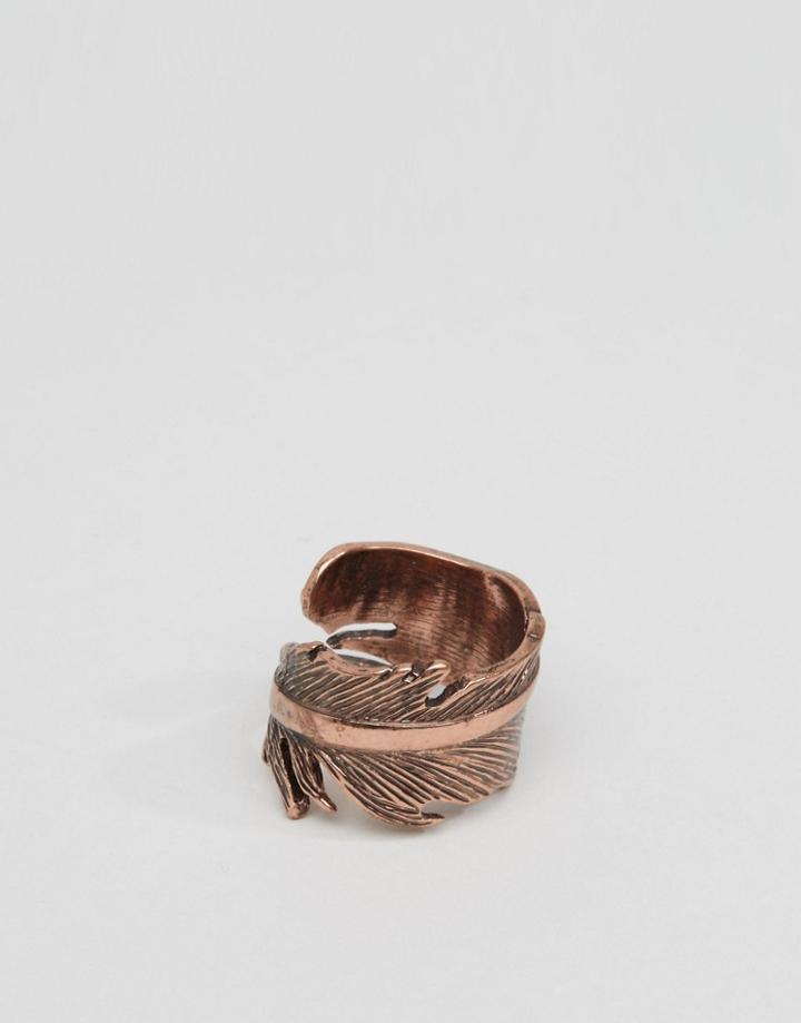 Icon Brand Feather Ring In Gold - Gold