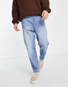 Bershka Loose Fit Baggy Jeans In Blue-blues