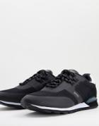 Boss Parkour Runn Leather Mesh Mix Sneakers In Black