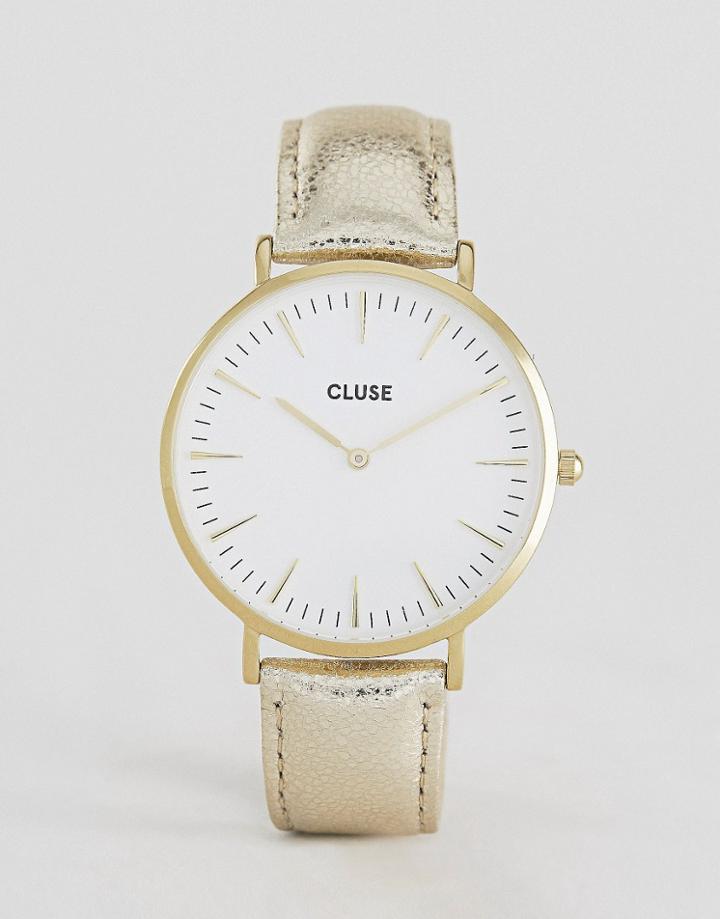 Cluse La Boheme Gold Metallic Leather Watch Cl18421 - Gold