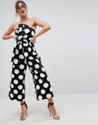 Asos Jumpsuit In Structured Fabric In Polka Dot - Multi