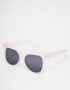 Asos Retro Cat Eye Sunglasses With Flat Lens - Pink