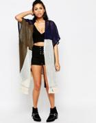 Milk It Kimono With Fringing - Multi