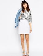 Asos A-line Linen Skirt With Pocket Detail - White