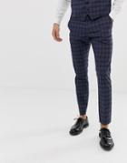 Selected Homme Slim Suit Pants In Navy Check - Navy