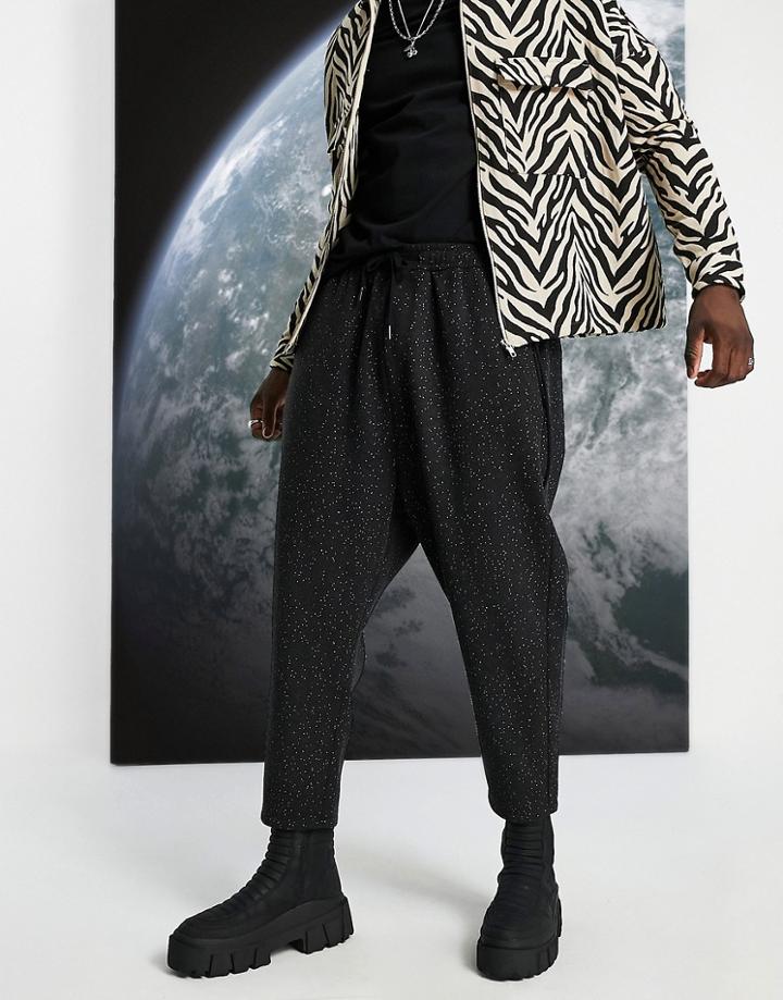 Asos Design Drop Crotch Pants In Black Nep