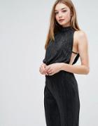 Love Pleated Tie Back Top - Black