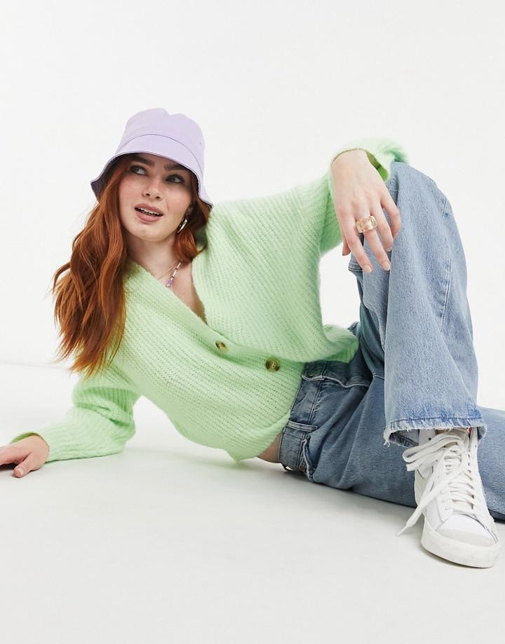 Bershka Slouchy Cardigan In Apple Green