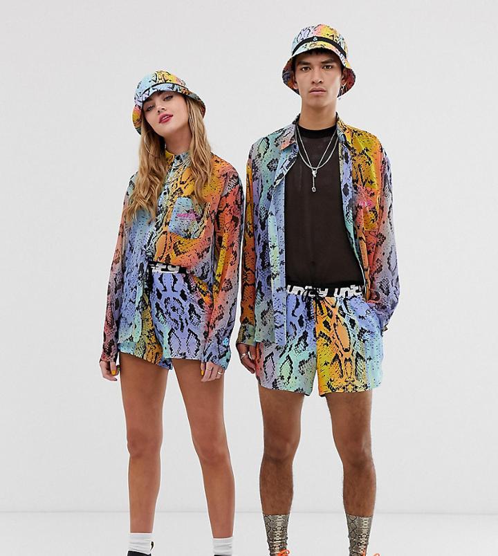 Asos Design X Glaad & Unisex Runner Shorts In Snake Print-multi