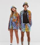 Asos Design X Glaad & Unisex Runner Shorts In Snake Print-multi