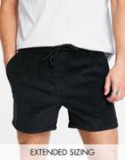 Asos Design Slim Shorts In Black Cord