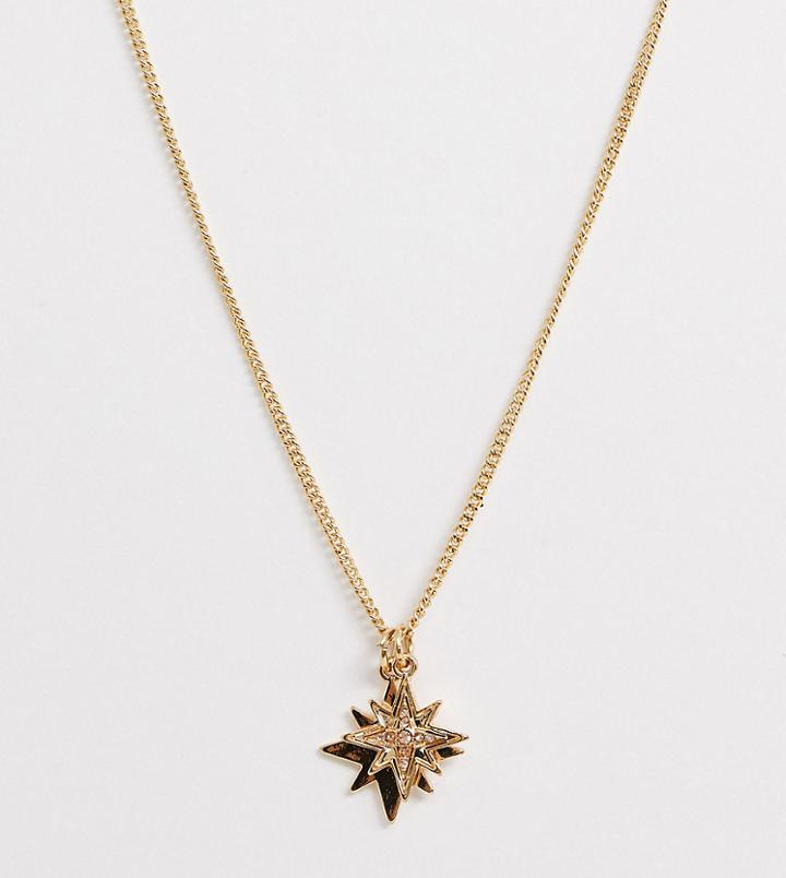 Reclaimed Vintage Inspired Necklace With Double Star Charm Pendant - Gold