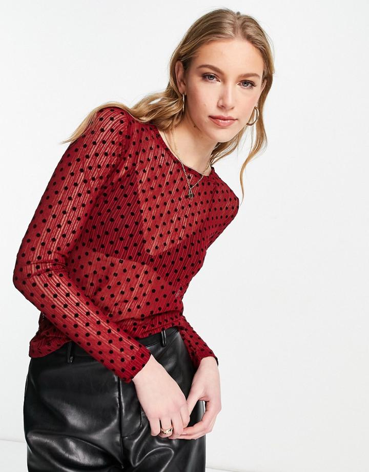 Y.a.s. Nessa Polka Dot Mesh Top In Red