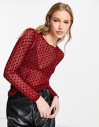 Y.a.s. Nessa Polka Dot Mesh Top In Red