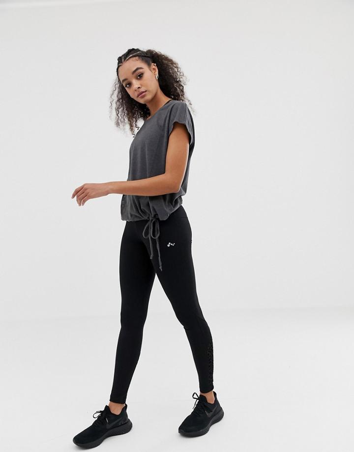 Only Play Leopard Mesh Detail Yoga Legging - Black