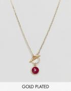 Dogeared Gold Plated Because She's Fiery Ruby Bezel Gem Toggle Necklace - Gold