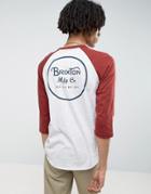 Brixton 3/4 Sleeve Raglan T-shirt With Back Logo - Gray