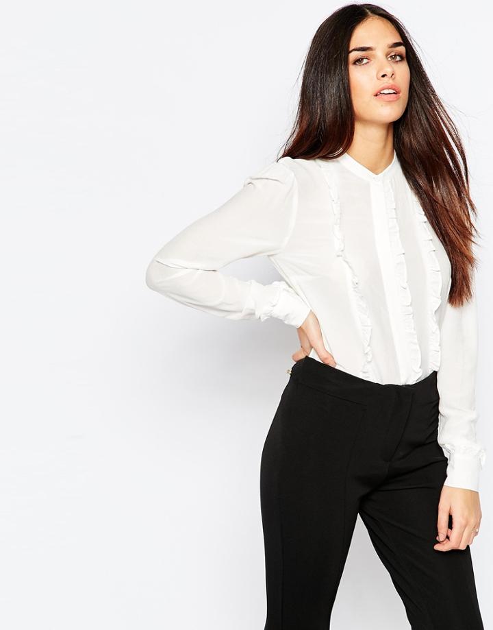 Warehouse Frill Insert Blouse - White