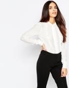Warehouse Frill Insert Blouse - White