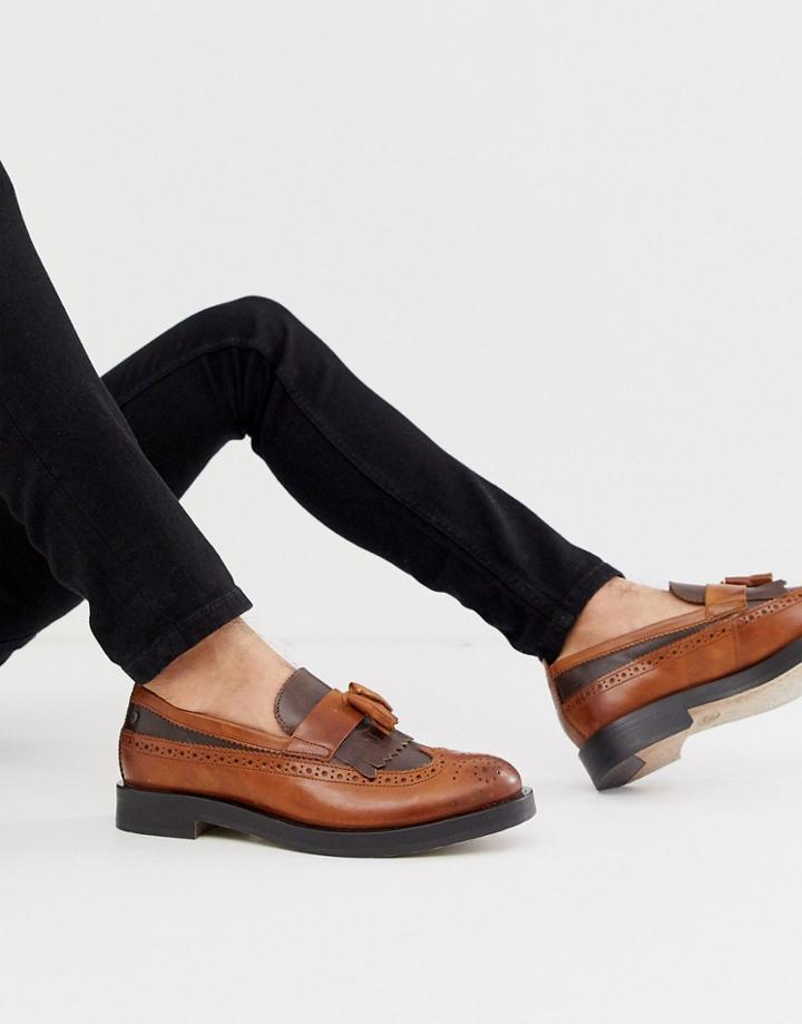 Base London Acker Tassel Loafer In Two Tone Tan - Tan