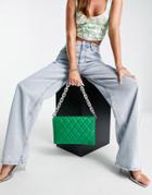 Asos Design Multi Gusset Cross Body Bag With Interchangeable Strap In Green