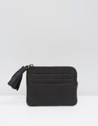 Asos Leather Coin Purse With Tassel - Black