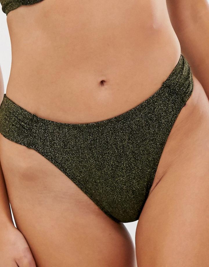 Dorina Brazilian Bikini Bottom In Metallic-black
