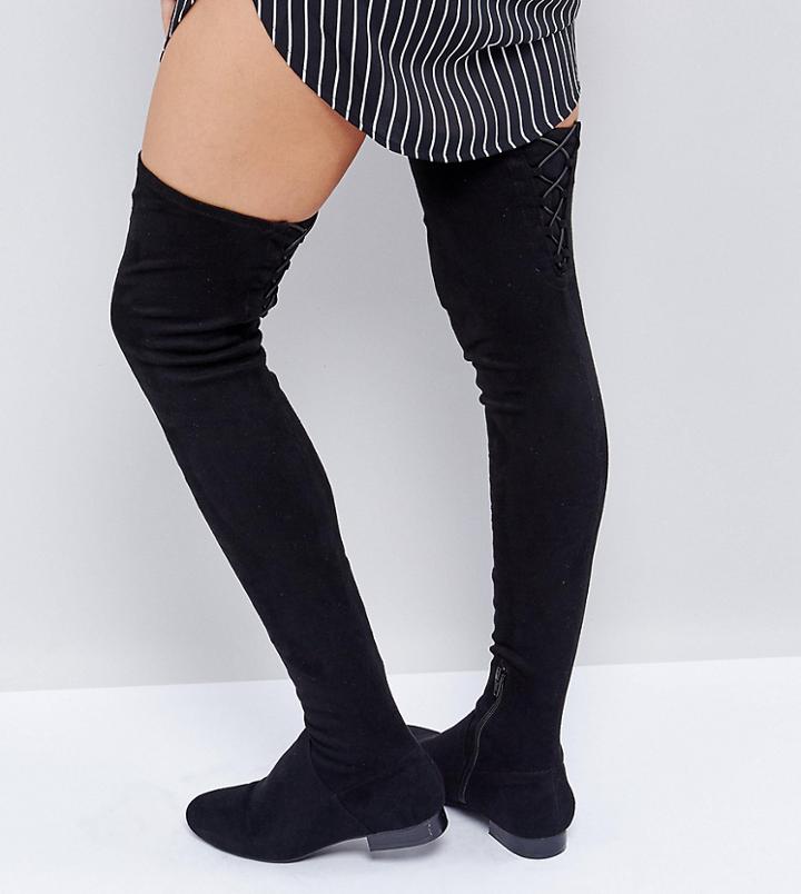 Asos Kasba Tall Flat Over The Knee Boots - Black