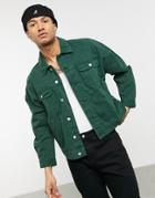 Asos Design Oversized Denim Western Jacket In Green