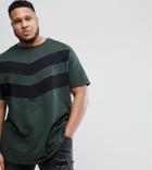 Good For Nothing Plus T-shirt In Khaki With Chevron Print - Green