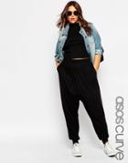Asos Curve Harem Pants In Jersey - Charcoal Marl