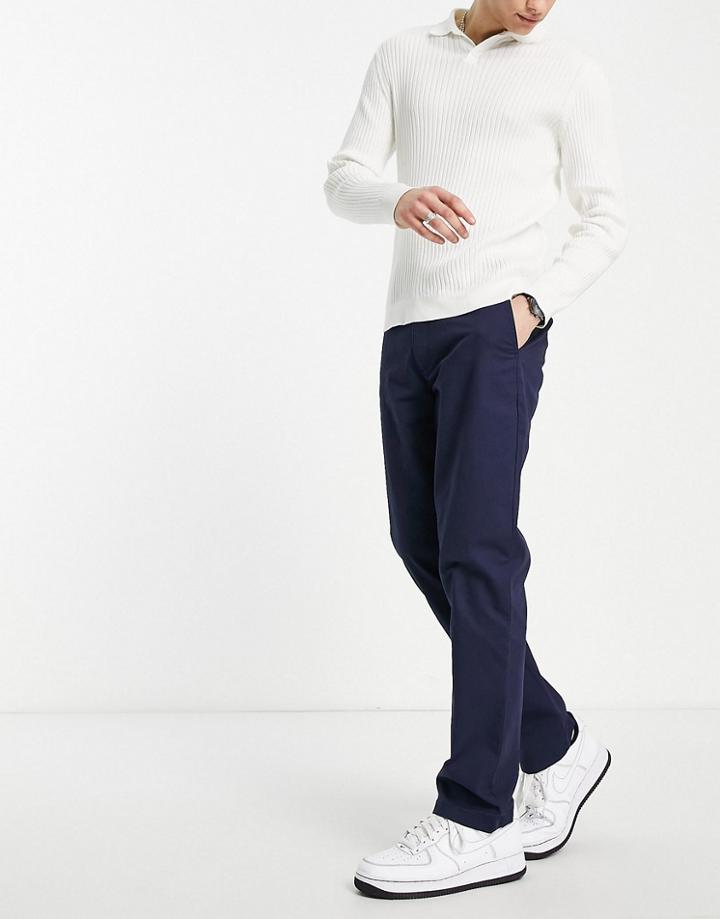 Topman Straight Chino Pants In Navy - Navy