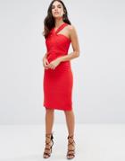 Forever Unique Aisha Midi Dress With Twisted Strap Detail - Red