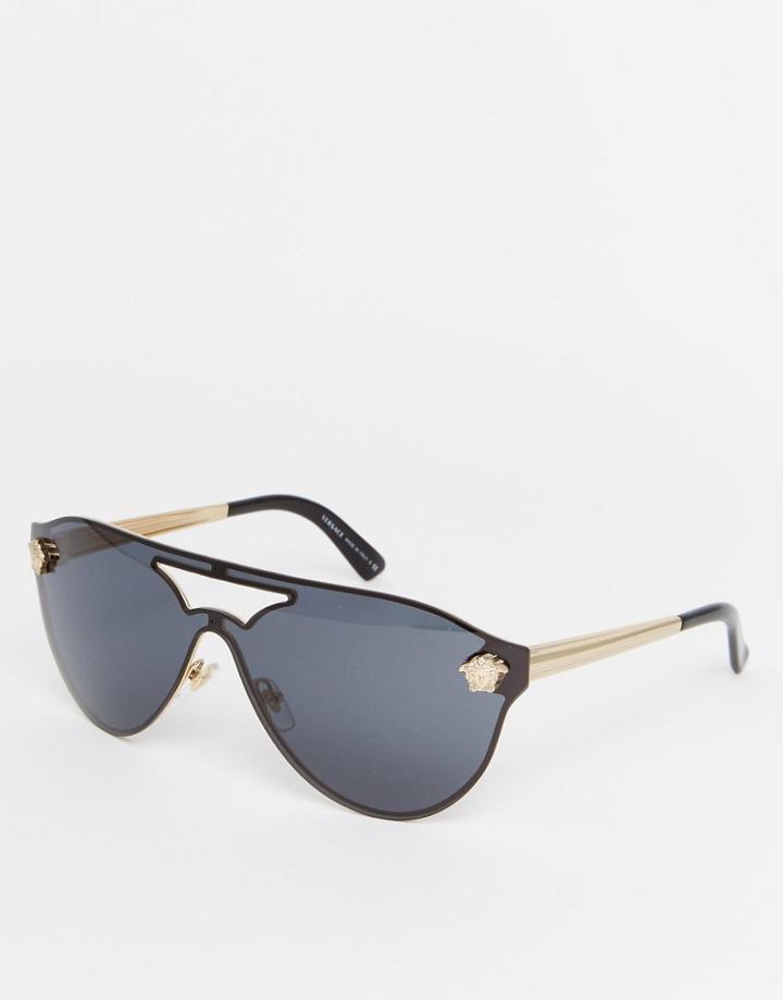 Versace Aviator Sunglasses With Medusa Detail - Black