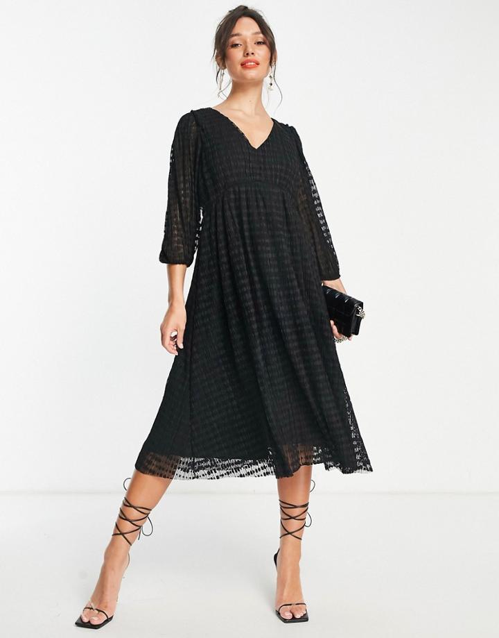 Y.a.s Bimilla Semi Sheer Smock Dress In Black