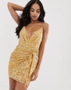 Asos Design Mini Dress With Tie Waist In Printed Animal Jacquard-multi