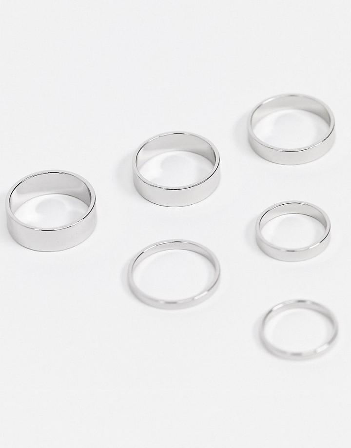 Topshop Ring Stacking Multipack X 6 In Silver