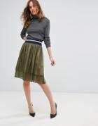 Sisley Skirt With Stripe Waistband - Green
