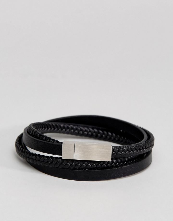 Aldo Leather Wrap Bracelet In Black - Black