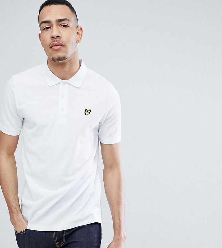 Lyle & Scott Tall Logo Pique Polo Shirt In White - White