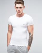 Emporio Armani Muscle Fit T-shirt With Shiny Logo - White