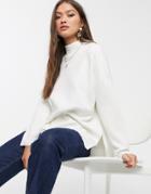 Stradivarius Oversized Split Side Sweater In White