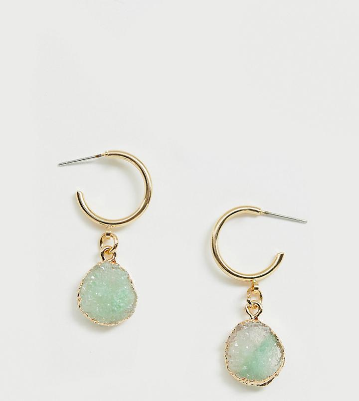 Designb London Gold Crystal Drop Hoop Earrings - Gold