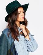 Esprit Suedette Fedora Hat - Green