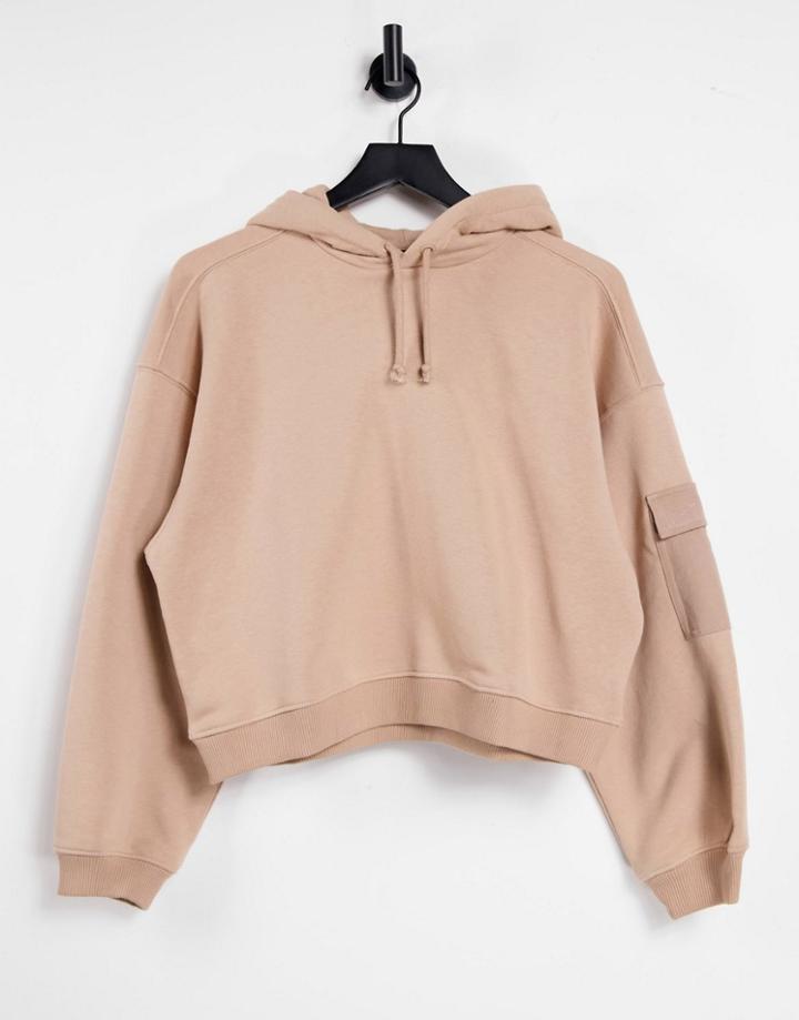 Dr Denim Cropped Hoodie In Warm Clay-white