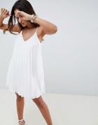 Asos Design Pleated Swing Cami Dress - White