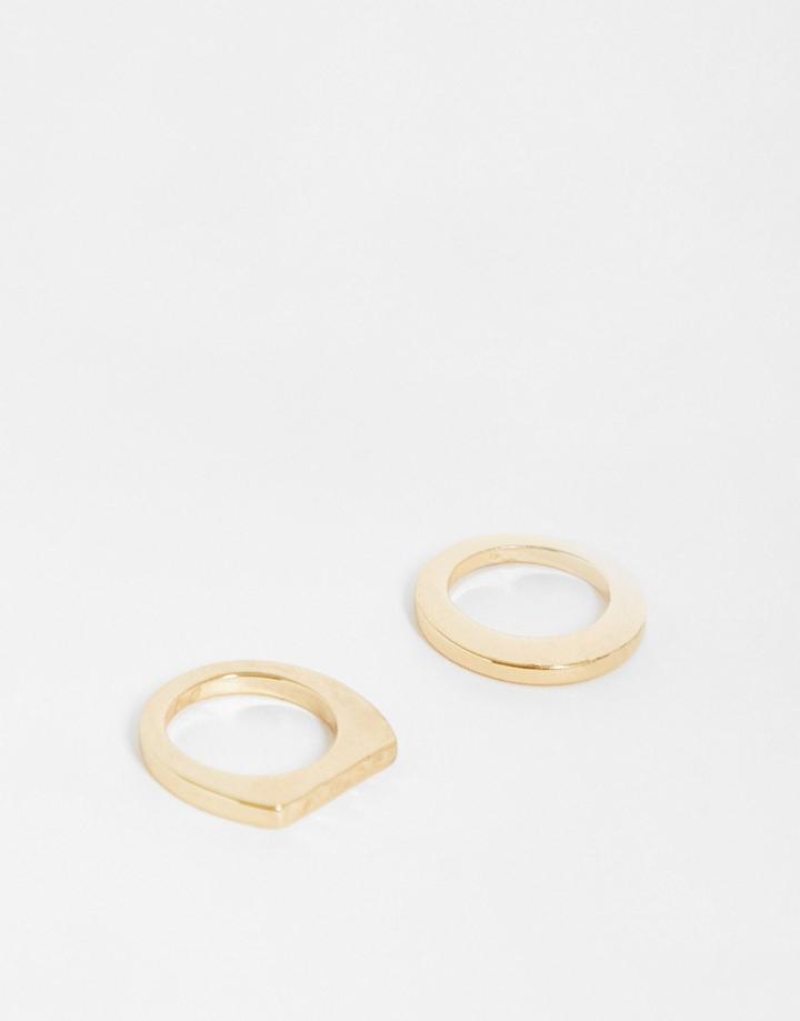 Bolongaro Trevor Hammered Stacking Rings Set In Gold
