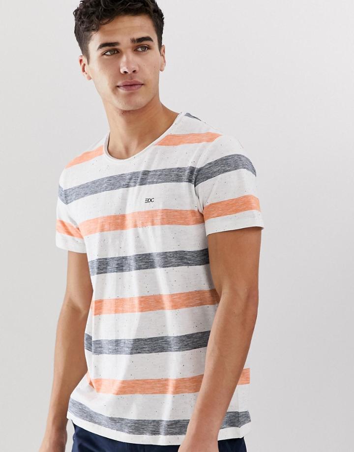 Esprit T-shirt With Orange And Blue Stripe