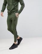 Rose London Skinny Joggers In Khaki With Taping - Green